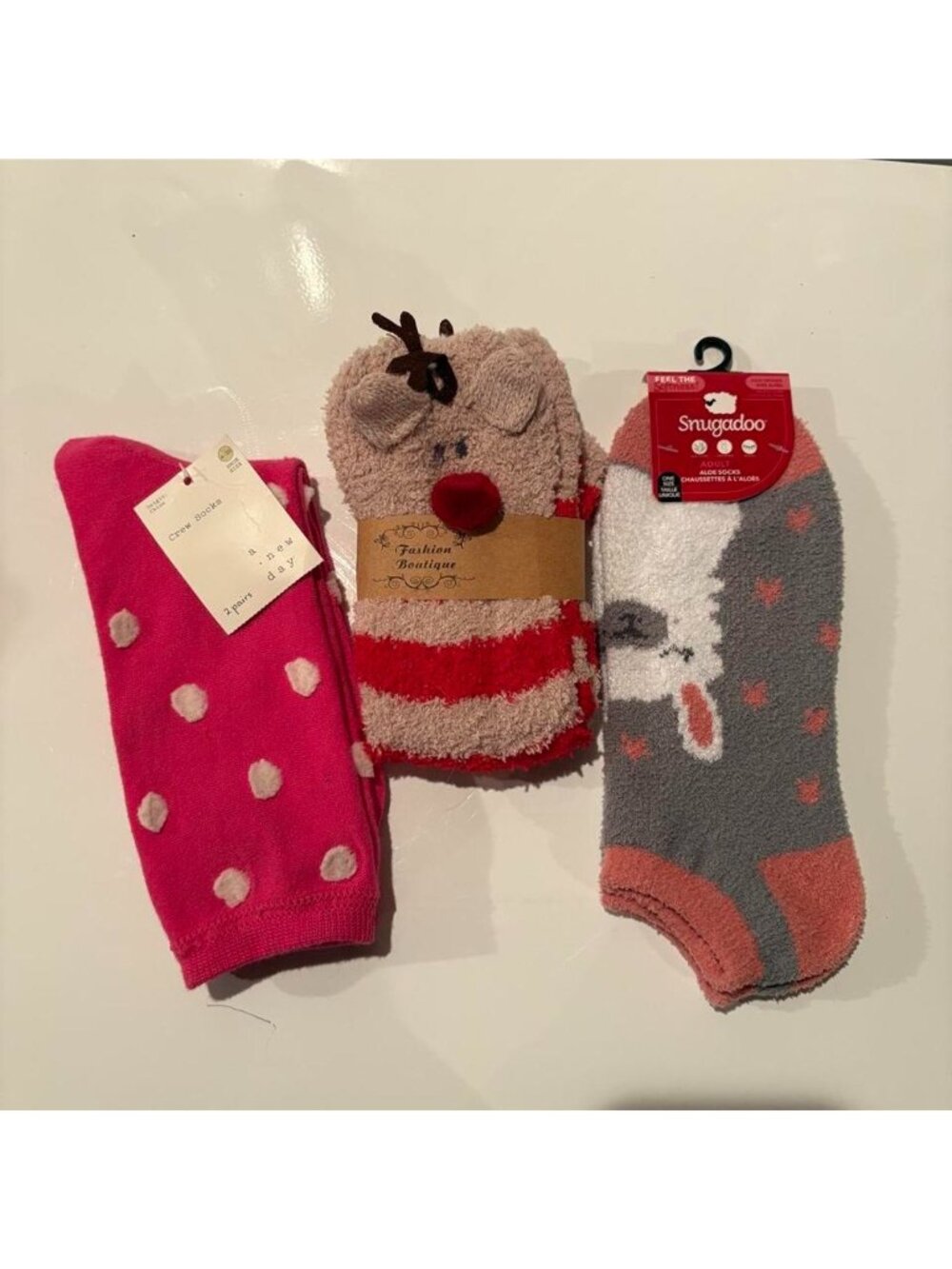3 Pairs Of Women's Assorted socks fuzzy size medium NWT